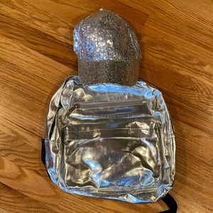 Silver Backpack & Hat